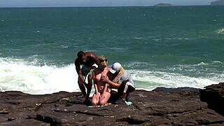 Blonde mom Tarra White craves beachside sex with wild passion. Her shaved body in fishnets drives me crazy.