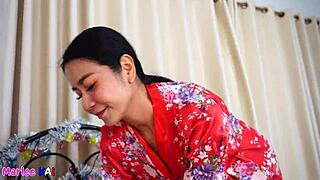 Oriental Milf Sucks Cock and Swallows a Full Mouthful of Cum