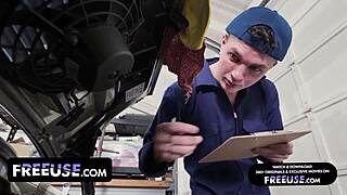 Shay sights in a roleplay as a mechanic fixes her car in the auto shop.