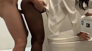 See the boss nail his Thai secretary in a public bathroom!