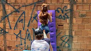 THE LATINA SLUT GETS HER ASS FUCKED OUTDOOR LIKE A SEX TOY.