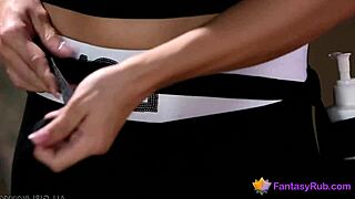 Wild lesbian play unfolds after soothing massage