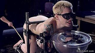 Blonde in Doggy Bondage Gets Caned and Fucked Rough