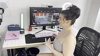 step brother engages in solo roleplay with dirty talk