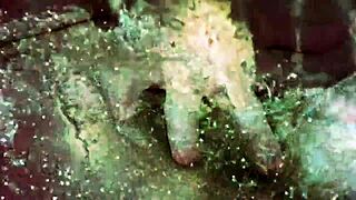 Vintage Taboo Pussy Play with Hairy Retro Babe Bent Over in Doggy Style