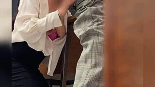 A hot teacher and student encounter in classroom