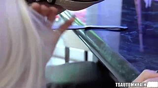 Pervy blonde Leya Falcon stuffs TS cutie Autumn Rain’s ass with toys for fun.