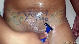 Bratty Sub Shaving Her Smooth Pussy in Wild Black Scene