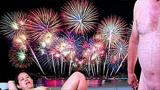 Watch agarabas and olpr light up the fireworks with shaved pussy and creampie.