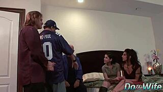 lesbian watches wife fucked hard by porn stud