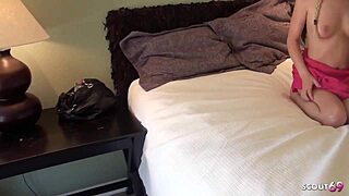 Tiny blonde teen Kelly Surfer with pigtails rides boyfriend in real amateur holiday sex tape.