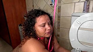 Interracial Blowjob and Golden Shower Over Toilet with Face Spitting