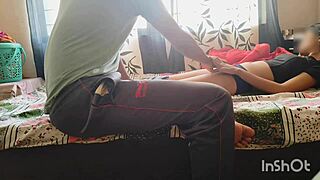 Desi bhabhi in red saree lures servant to slide his hard dick into her wet slit