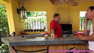 I love riding this senior’s cock anally in my bikini