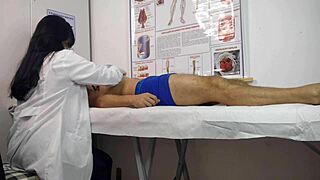 Big cock rises right in front of the Brazilian nurse for wild banging