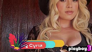 Big Natural Tits Meg Cyria Strips Solo for Playboy. Hot Babe Poses Naked.