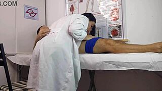 Big cock rises right in front of the Brazilian nurse for wild banging