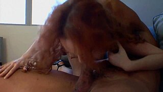 Red Head Milf Destiny Porter Sucks Big Cock in High Heels