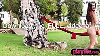 OMG, I’m like, totally stunned watching this petite Russian beauty strip outdoors... her big boobs and ass tho!