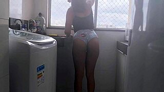 my brazilian maid teases in tiny shorts around the house