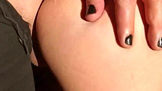 Spying on the brunette bathing! She comes in and fucks her pear-shaped ass with a monster cock!