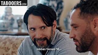 stepdaughter bouncing on her father-in-law's cock in a casual family scene