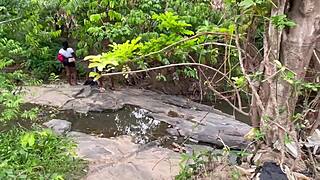 Forest fuck with chubby babe, worship that big ass outdoors!