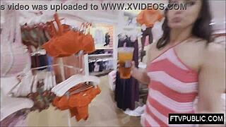 Watch this public mall flashing, she says provocatively. Nude in the shop, outdoor exposure with no shame.