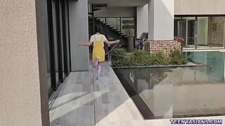 Tiny Asian Teen Elle Venove Faces Strapon Threesome Penalty