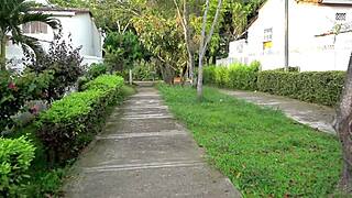 Bro, stranger talks busty Latina into filming porn! 😲