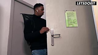 Bored blonde babe fucked by black BBC roommate