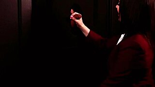 A student in uniform eagerly sucks cock at the gloryhole, swallowing every cumshot