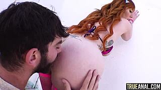 Redhead Lauren Phillips dives into true anal with busty fishnet action. Her adventure leaves a gaping creampie.