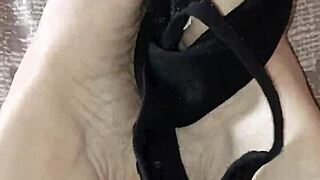 Wow, Gretala Rubs Thong on Bare Feet!