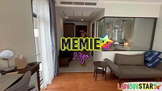 LadyboyStar Memie, 23yo Skinny Stunner in Hot Pink, Fucks Me in Hotel Room