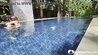 Hot Babe Swims, Teases, and Takes My Cock Poolside. I'm So Turned On!