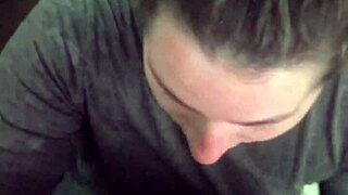 Before work, my girlfriend deepthroats my cock, swallowing with sloppy licks.