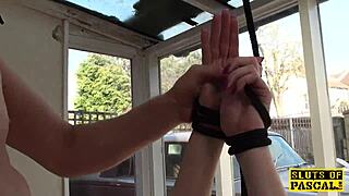 bound british sub gets doggystyled hard before giving a wild blowjob