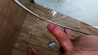 Man, at my stepmom’s house, I blew a huge load in the shower—super risky!