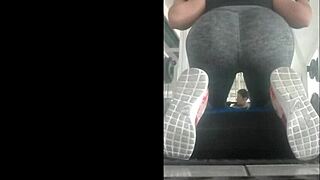 Check out this hot Mexican teen bent over in gym leggings, damn!