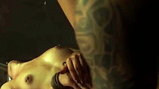 Amateur teen Gina, so petite and tattooed, bound tight for domination