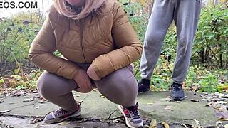 depraved curvy milf squats and pisses next to me in public