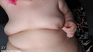 Chubby BBW Teases with Nipple Pump in Homemade Solo Play