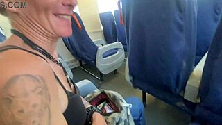 Accidental Sex on Public Train with Amateur Milf Handjob Cumshot