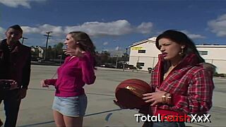 jessica right kelly divine and trinity post take a walk through the hood when they come upon a couple bruthas who invite them into their home for a group sex party