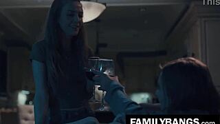 Just a cozy night with stepsister Karla Kush and Jill Kassidy on sofa