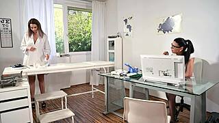 Busty nurse Chloe and Ania Kinski dive into wild dp fuck at medical clinic