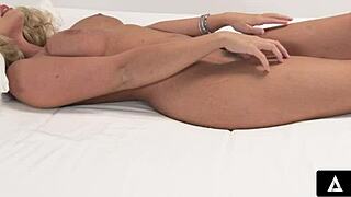 superb blake blossom fingers hairy clit up close for intense solo orgasm