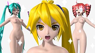 hatsune miku, teto, and neru in full nude with clothes ripped off their big tits and ass – wanna see the goddesses?