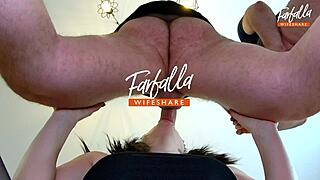 My wife’s double blowjob in a threesome got cum in mouth, so hot! 😍